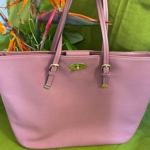 Ladies Large Purse- (Old Rose) Faux Leather